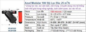Thông số lỹ thuật lọc đĩa Azud D60 Thông số lỹ thuật lọc đĩa Azud D60